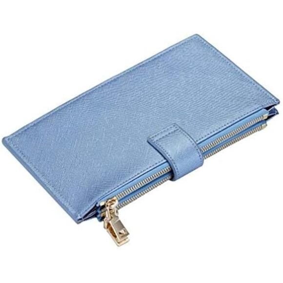 Women's Wallet RFID Blocking Bi fold Multi Card Wallet Zipper Pocket NEW BLUE - Picture 5 of 5